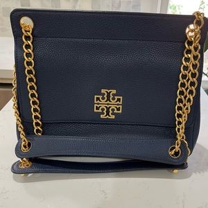 NWOT Tory Burch Navy Leather Britten Flap Bag